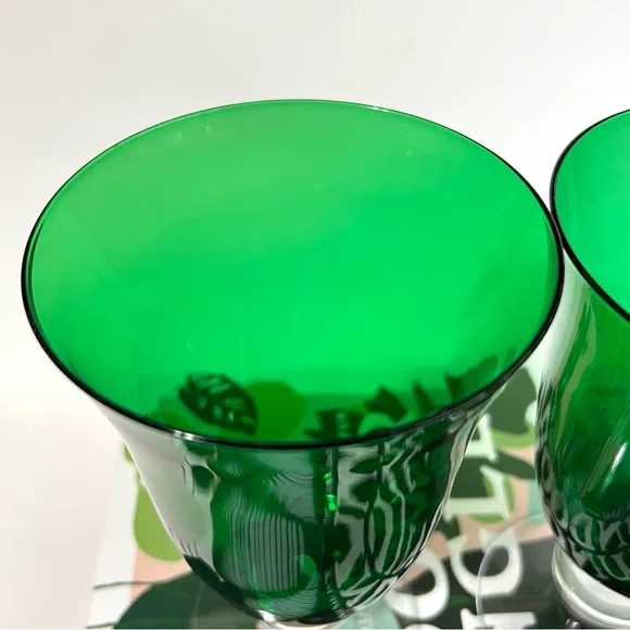 2 Lenox Holiday Gems Emerald Green All Purpose Wine Glass 8879547 Goblet Gift - Picture 8 of 13